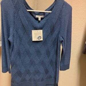 Croft & Barrow Women's V-Neck Sweater in Blue XS